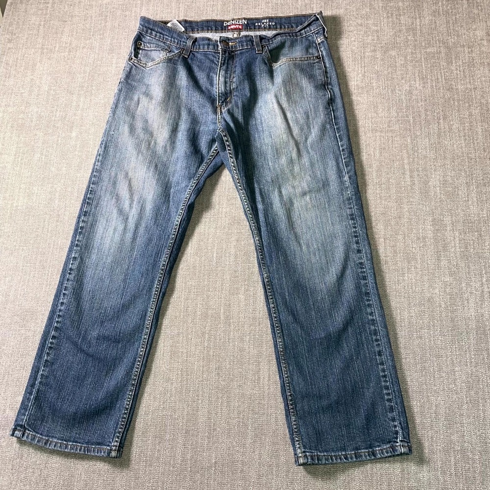 Denizen From Levi's 285 Relaxed Fit Jeans Mens 36 Blue Whiskering Straight Leg